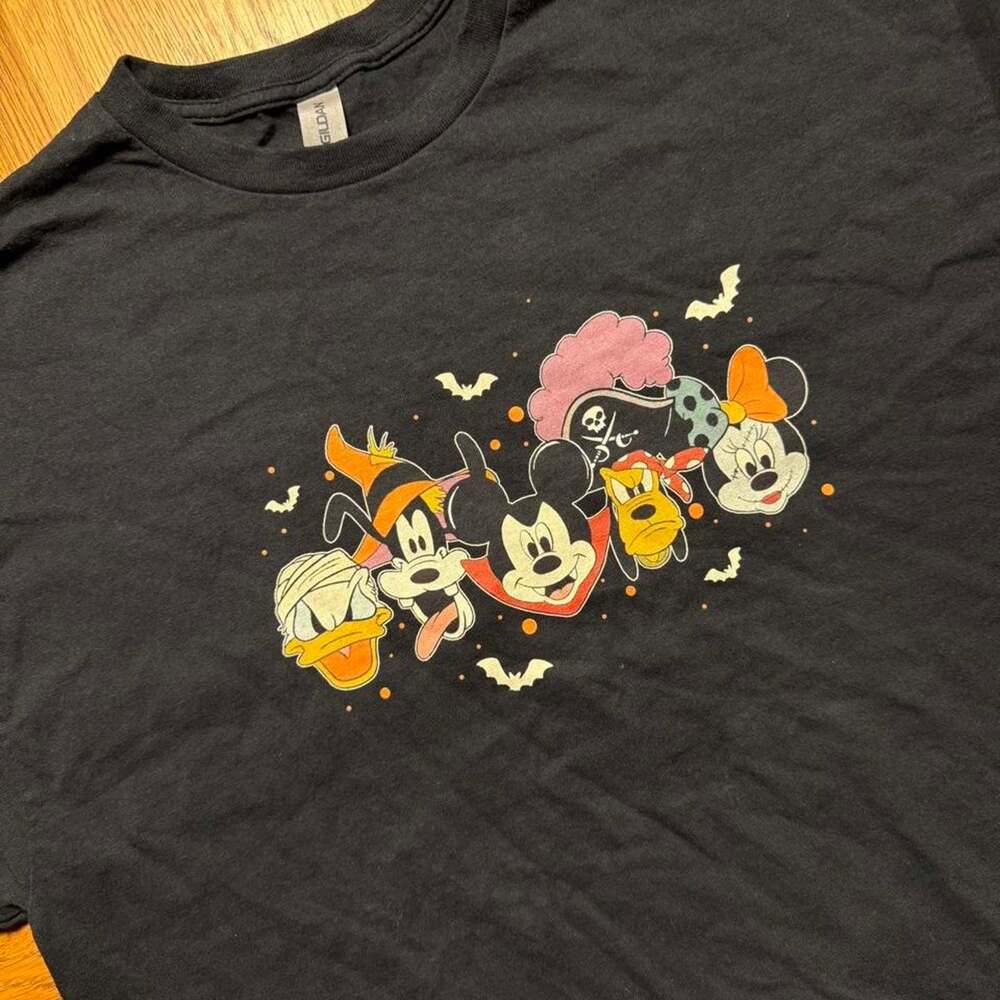 Disney Halloween Mickey Mouse Friends Graphic T-Shirt Black XL Gildan